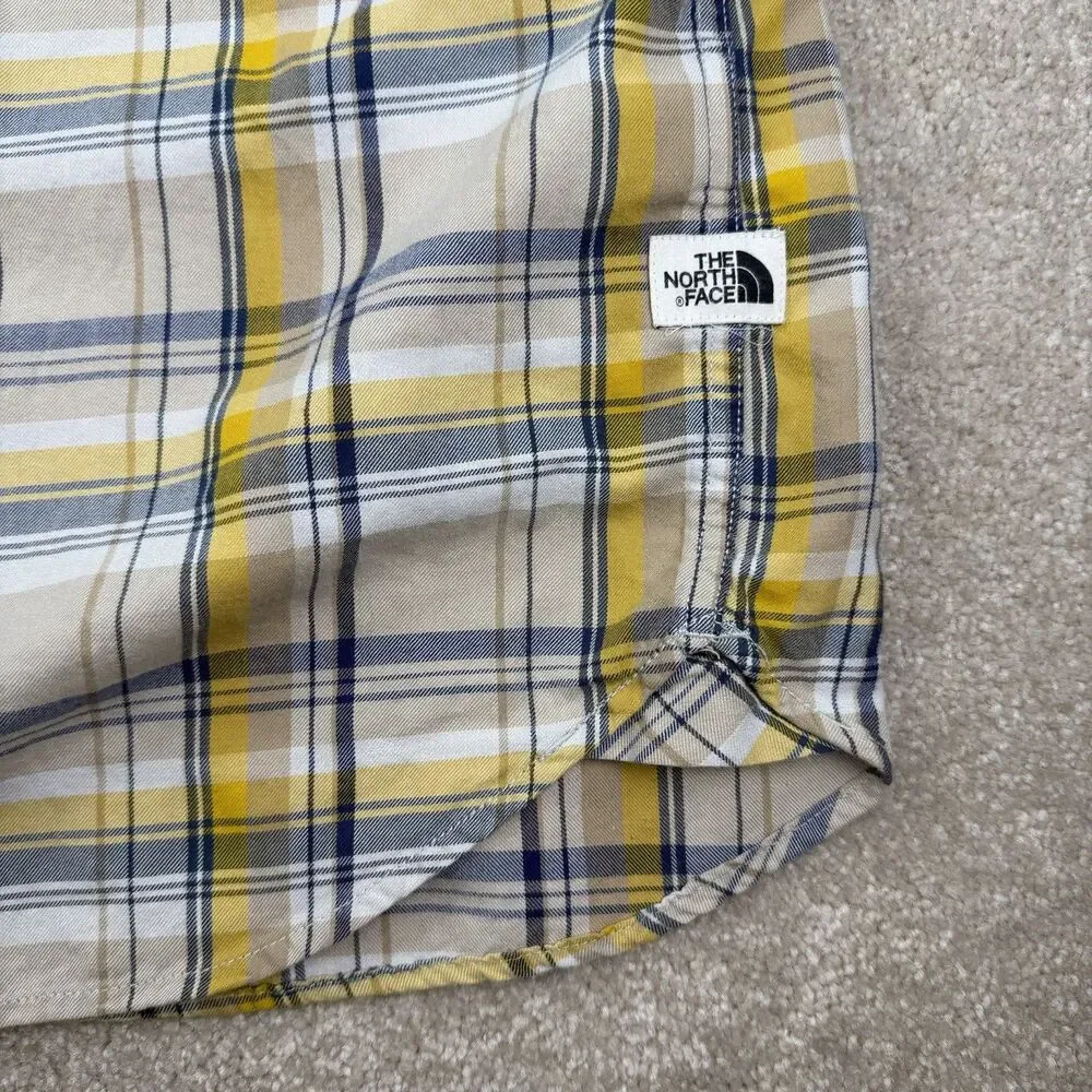 The North Face Mens Shirt Size XL‎ Blue Yellow Plaid SS Buttonup